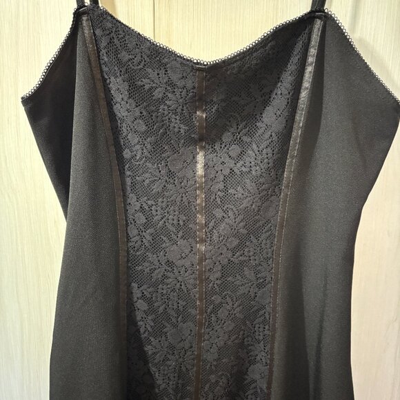 Vintage French Bodycon Dress, Black with Lace Detail, Sz 40/ US 8 - Picture 2 of 6